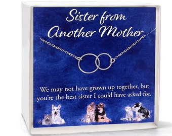 Gift for Best Friend, Thank you Necklace, Unbiological Sister Appreciation, Double Circles Jewelry, Adopted Soul Sister from Another Mother