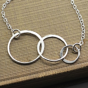 Grandchild Necklace, Three Generation Family, Grandmother Sibling Jewelry, Mother's Day Gift for Mom, All Sterling Silver