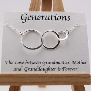 Three Generations Necklace, Mother's Day Gift Idea for Her, 3 Generation Jewelry, Grandma GrandDAUGHTER, Sterling Silver Circles