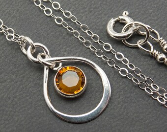 November Necklace, Wife Gift, Topaz Necklace, November Birthstone Jewelry, Sterling Silver Infinity Pendant, Anniversary Present for Her