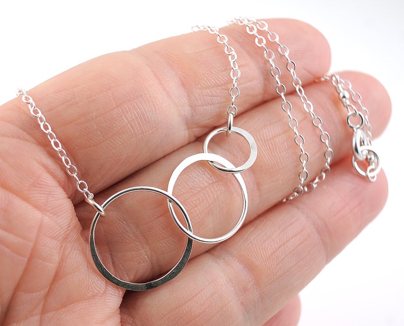 3 Generations Necklace, New Grandmother Gift, Baby Announcement to Future Grandma, Three Circle Jewelry, GrandCHILD Sterling Silver image 10