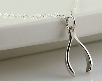 Wishbone Necklace in Sterling Silver, Lucky Charm Jewelry Gift for Doctor, Nurse, Personal Assistant, Teacher