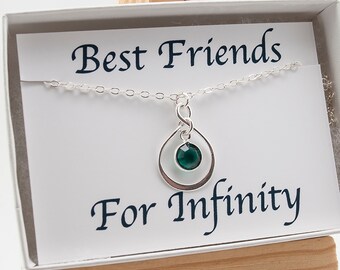 December Birthday Gift for Best Friend or Sister, Infinity Birthstone Necklace, Eternity Pendant Jewelry, Sterling Silver