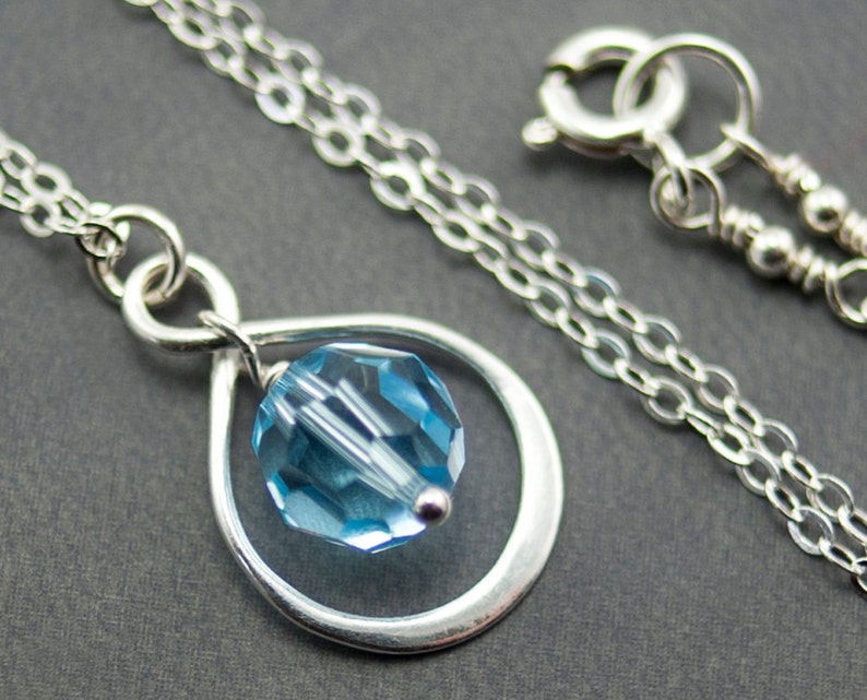 Aqua Blue Aquamarine Jewellery Thank You Gift March Birthstone Necklace Personalized Infinity Jewelry Birthday Present