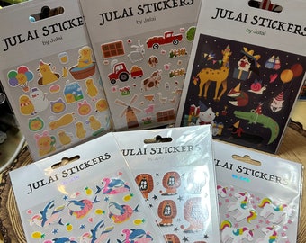 SHARKS Julai Stickers Lions DUCKS Unicorns Birthday FARM