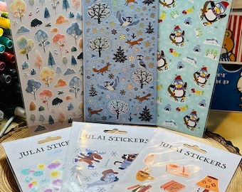 JULAI Stickers Winter SKI Clouds Trees NATURE Woodland Animals