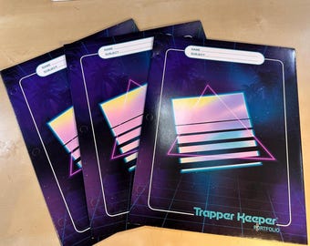 Retro 80s design TRAPPER KEEPER Portfolio lot of 3 FOLDERS