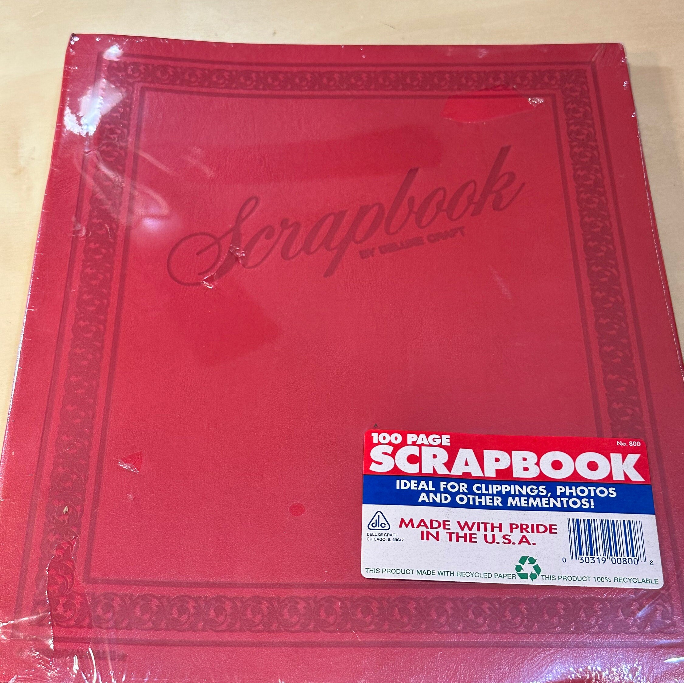 VINTAGE Leatherette Scrapbook 100 PAGES Post-bound 