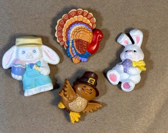 1980s Vintage HOLIDAY Pins HALLMARK Easter THANKSGIVING 80s