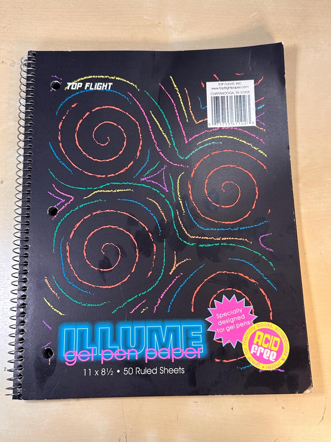 1990s Sheets Vintage 1990s SPIRAL Notebook ILLUME Gel Pen Paper BLACK Ruled Sheets ...