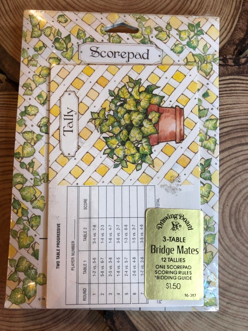 1960s 3 Table Bridge Mates Score Pad 12 Tallies Rules Bid Guide