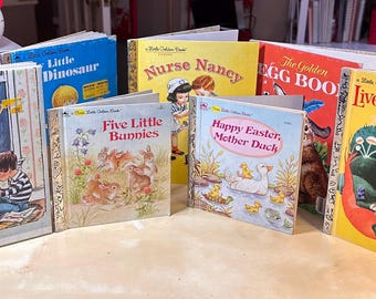 Vintage GOLDEN BOOKS Junk Journals Children BUNNY eggs Nurse