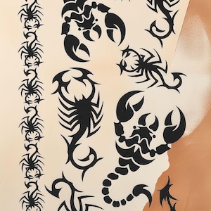 Scorpion Tribal Temporary Tattoo Sticker - Waterproof & Non-Toxic
