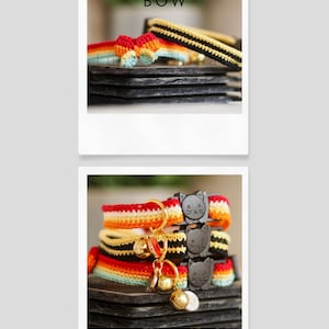 Crochet Cat Collar with Bell • Lightweight Breakaway Kitten Accessory Bild 3