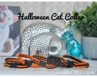 Collar de ganchillo para gato de Halloween • Accesorio de disfraz ajustable con cierre de seguridad