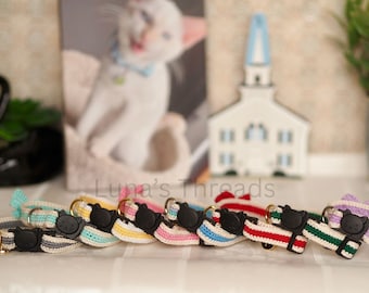 Collar de ganchillo suave para gatitos • Collar de seguridad con cierre de seguridad y cascabel