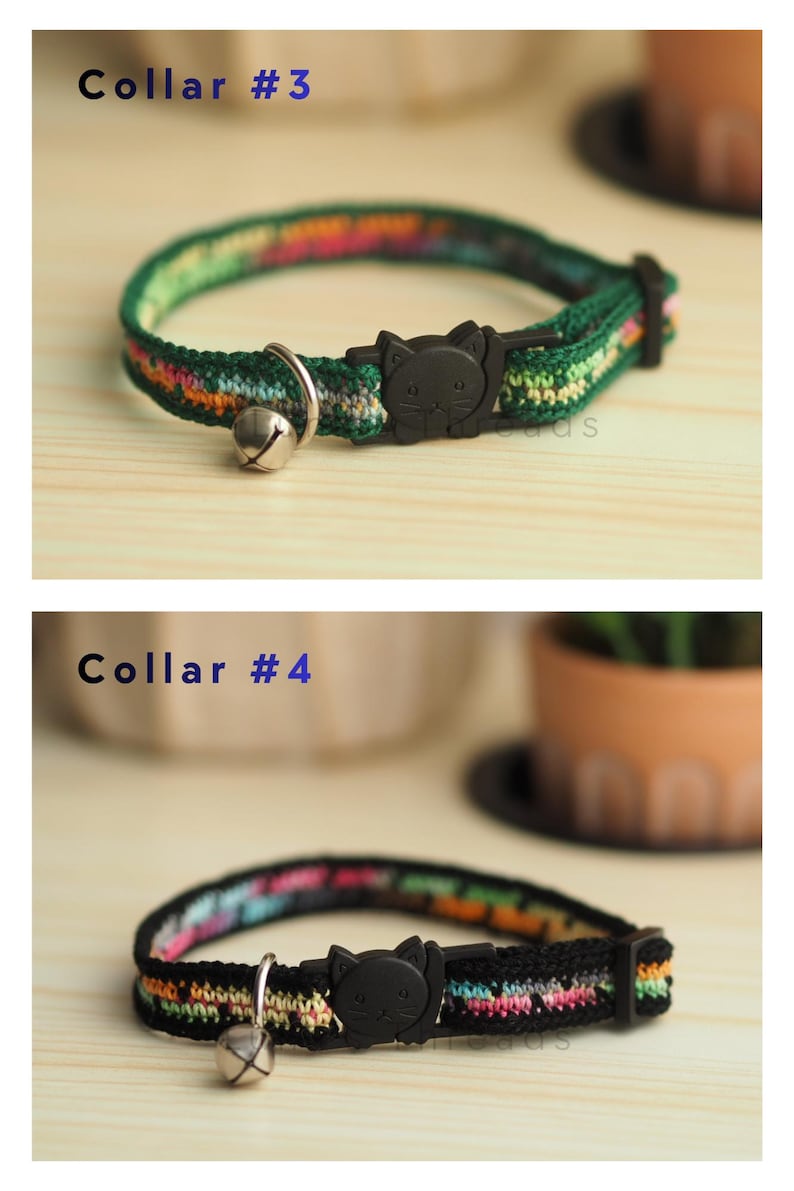 Crochet Cat Collar with Bell • Lightweight Breakaway Kitten Accessory Bild 5