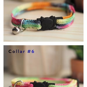 Crochet Cat Collar with Bell • Lightweight Breakaway Kitten Accessory Bild 6
