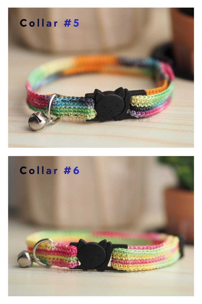 Crochet Cat Collar with Bell • Lightweight Breakaway Kitten Accessory Bild 6
