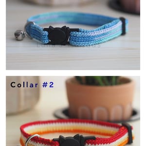 Crochet Cat Collar with Bell • Lightweight Breakaway Kitten Accessory Bild 4