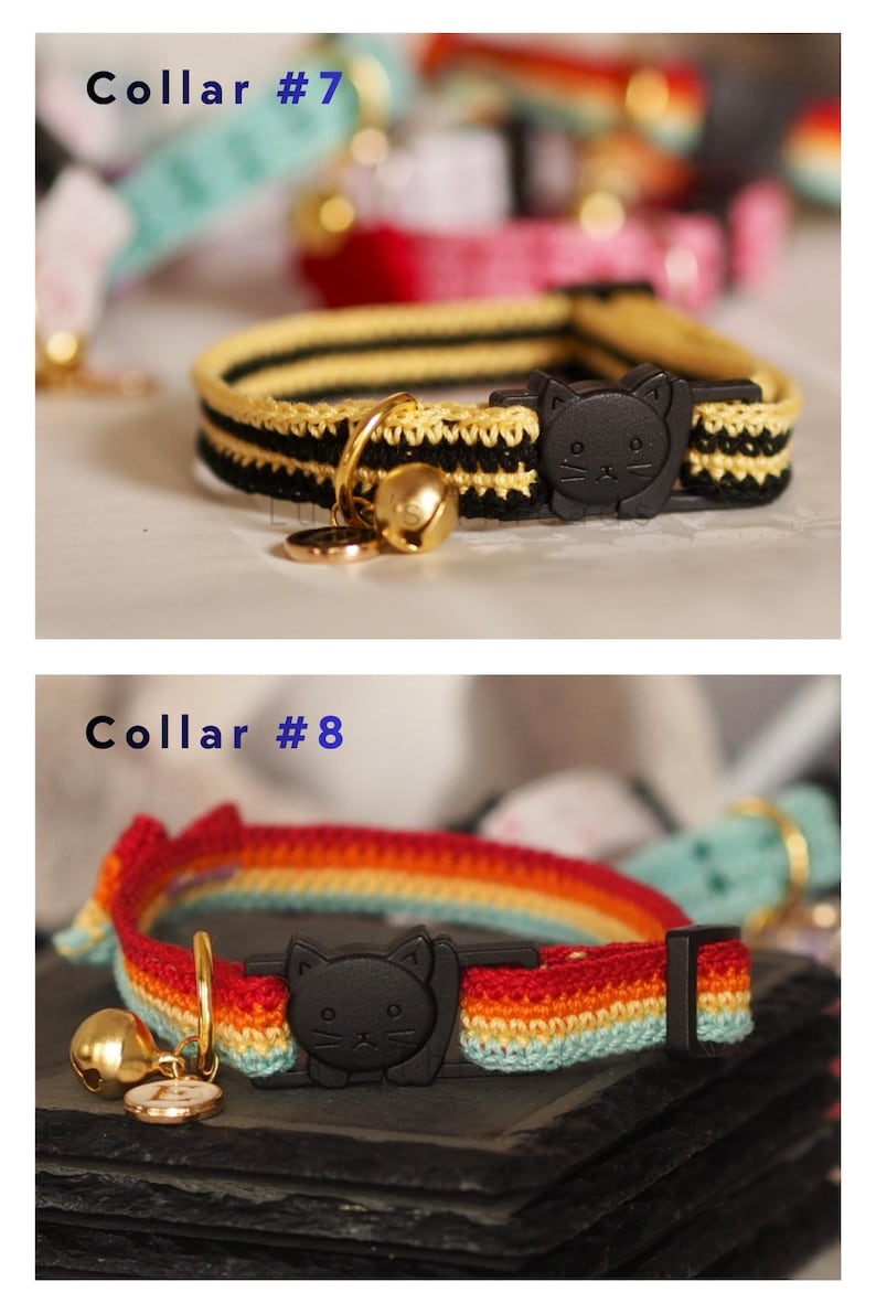 Crochet Cat Collar with Bell • Lightweight Breakaway Kitten Accessory Bild 7