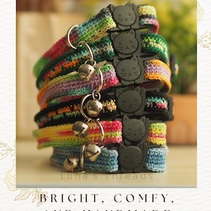 Crochet Cat Collar with Bell • Lightweight Breakaway Kitten Accessory Bild 1