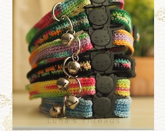 Collar de ganchillo para gato con cascabel • Accesorio ligero de liberación rápida para gatitos