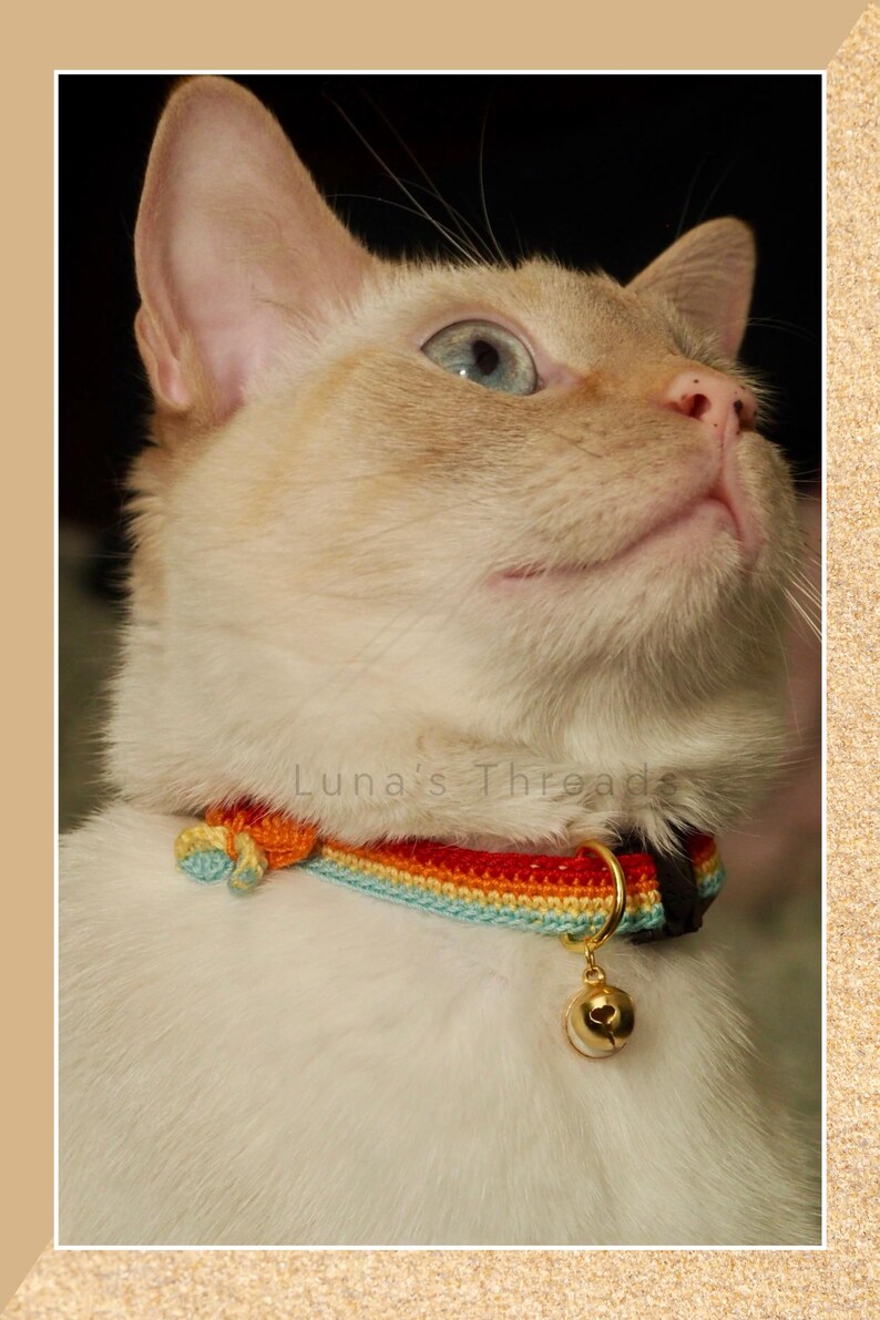 Crochet Cat Collar with Bell • Lightweight Breakaway Kitten Accessory Bild 8