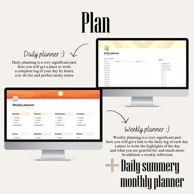 Summer Notion Template Aesthetic Summer Notion Life Planner Template