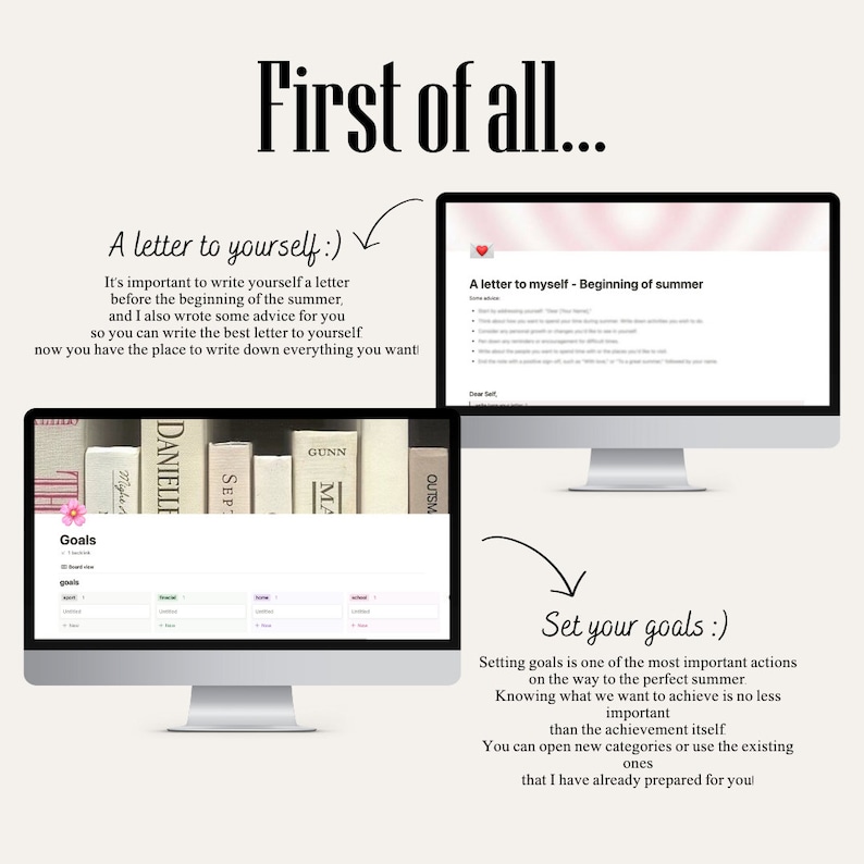 Summer Notion Template Aesthetic Summer Notion Life Planner Template
