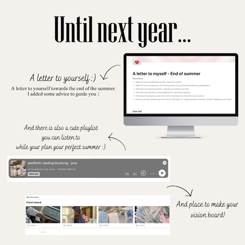Summer Notion Template Aesthetic Summer Notion Life Planner Template