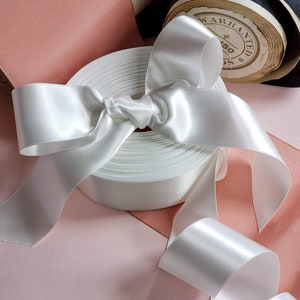 Ivory Satin Ribbon double faced satin ribbon, wedding bridal, dress making, sash belt, 1.5&quot;, 36mm