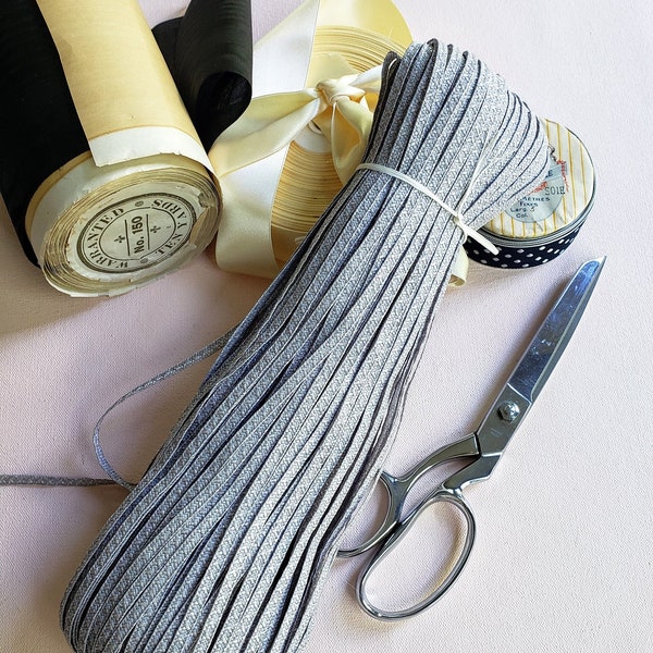 Silver Blue Straw Braid, Millinery trim, hat making, doll making, sewing trim, edge trim, 3/16" wide