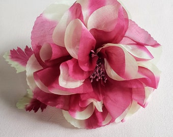 Vintage Pink and Cream Silk Flower, Millinery, hat and fascinator making, sewing trim, corsage flower