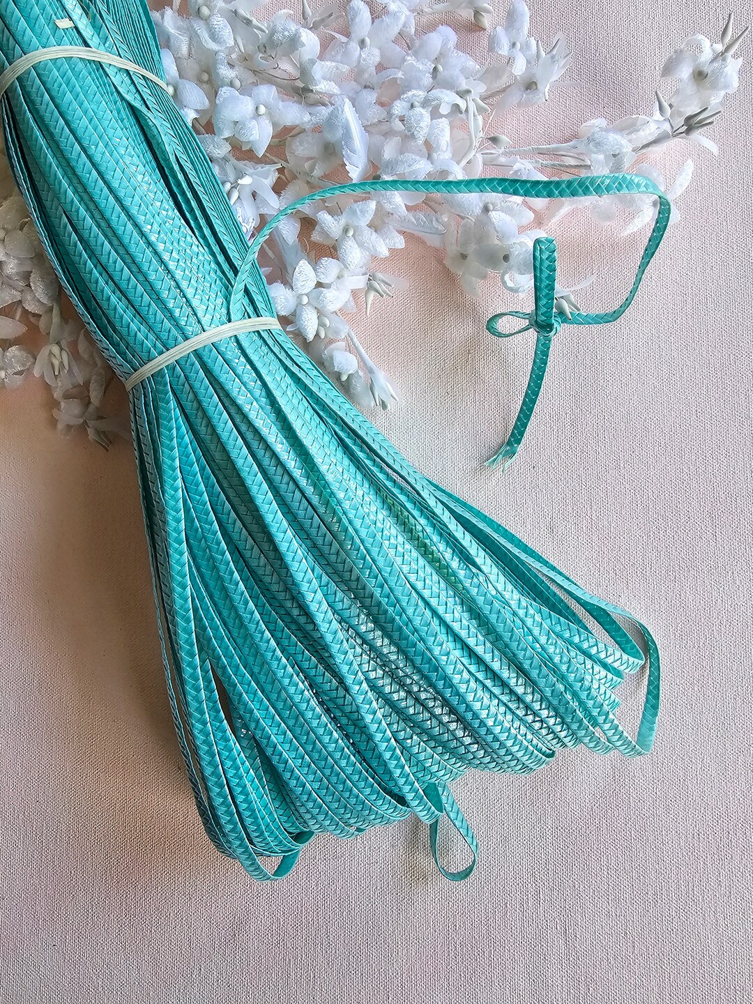 Vintage Aqua Straw Braid, Swiss Starbright Millinery Trim, Hat Making ...