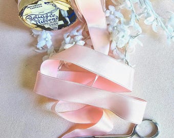 Fita de cetim aramada rosa ballet, para chapelaria, confecção de flores, bordado com fita e artesanato, 1",25 mm