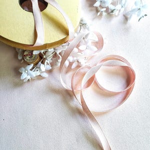 Pastel Pink Vintage Rayon Grosgrain Ribbon, millinery, sewing, floral arranging, boutonniere making, 3/8 Inch wide