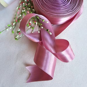 Tea Rose Pink Vintage Satin Ribbon, double faced satin, millinery, sewing, 1.5&quot; wide