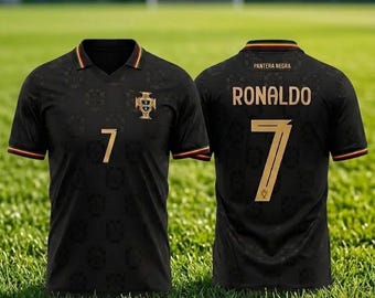 Cristiano Ronaldo Portugal Black Jersey #7 CR7 Football Shirt, Men's Athletic Tee