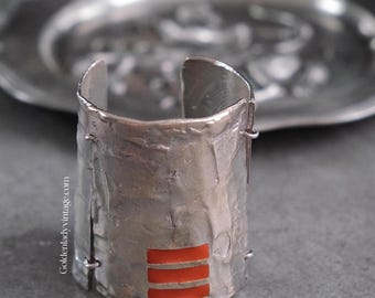 BICHE DE BERE Massive Statement Vintage Cuff Silver Toned French Designer Bracelet