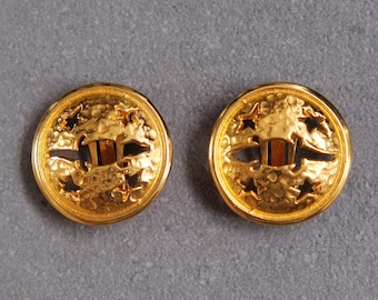 Céline Paris Vintage Clip On Earrings with crocodile star