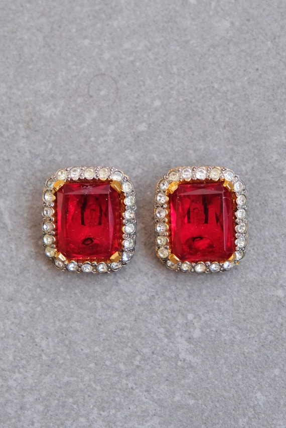 VALENTINO Ruby Color Rhinestone Statement Emerald… - image 6