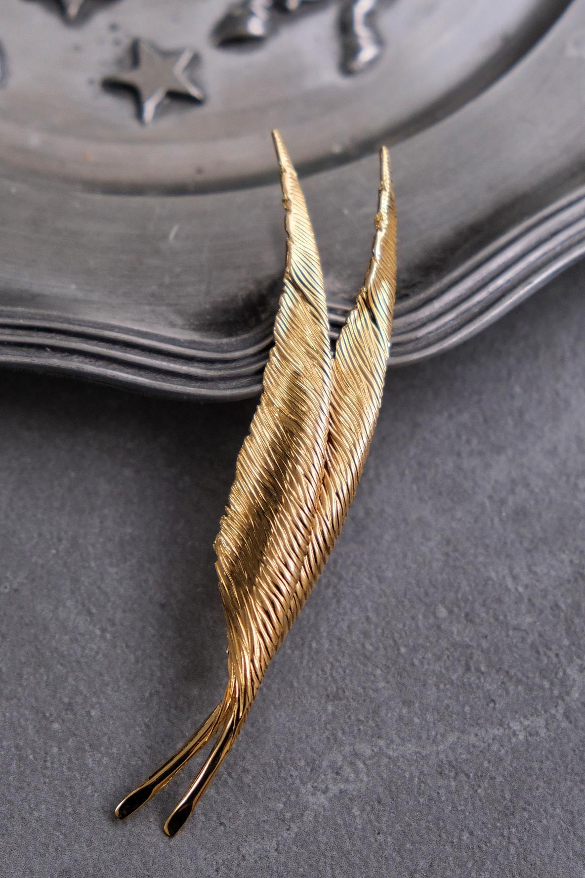 Vintage Dior Feather Brooch Germany★ Vintage Dior Gold-tone Feather Brooch, Authentic Dior Brooch