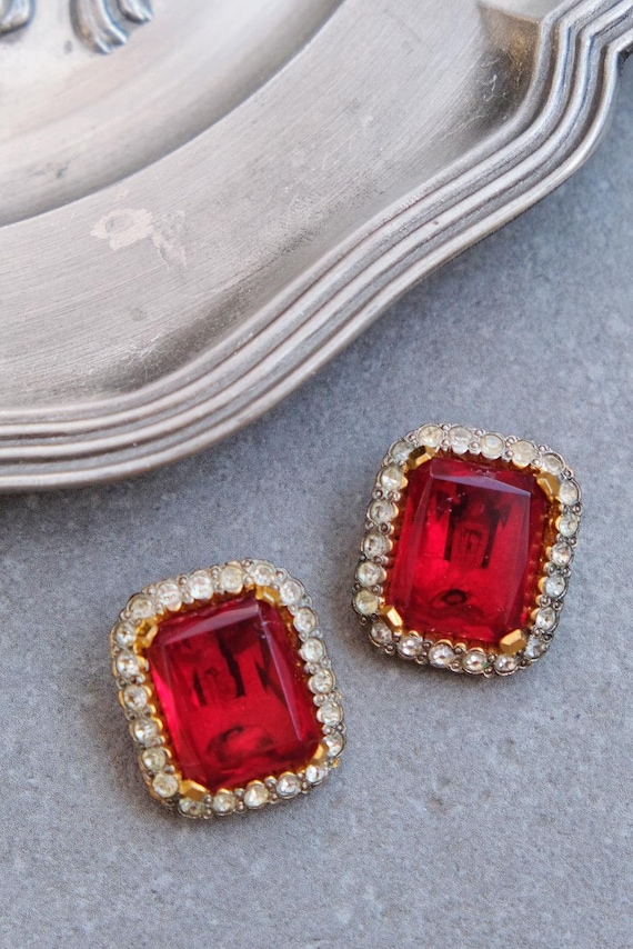 VALENTINO Ruby Color Rhinestone Statement Emerald… - image 5