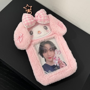 My Melody Kpop Photocard Holder - Cute Plush Keychain for Kpop Fans