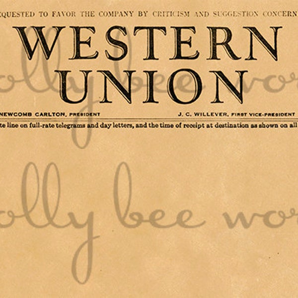 1930's Western Union Blank Telegram/Telegraph Printable Instant Digital Download