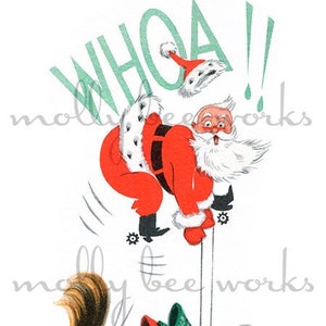 Vintage Weihnachtskarte Santa immer vom Pferd geworfen Printable Sofortiger digitaler Download