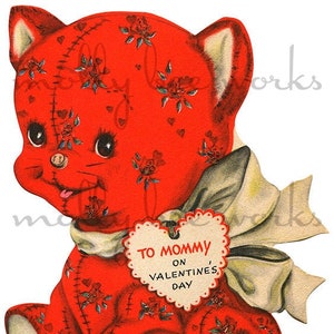Vintage Valentijnsdagkaart voor mama van kind op moeder Afdrukbare instant digitale download