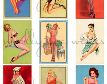 Pinups Instant Digital Download Printable Collage Sheet