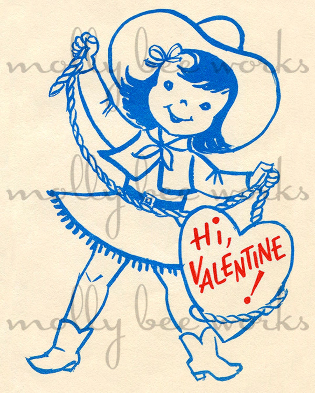 Vintage Valentine Cowgirl Rodeo Printable Instant Download - Etsy